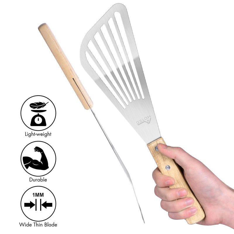 HOTEC Stainless Steel Thin Slotted Fish Turner Spatula Small & Large 10.3''+12.5'' Small+Large - NewNest Australia