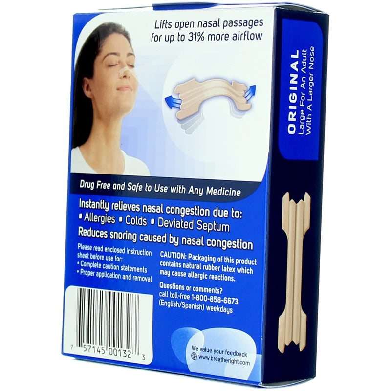 Breathe Right Nasal Strips, Original, 30 Large, Tan Strips - NewNest Australia
