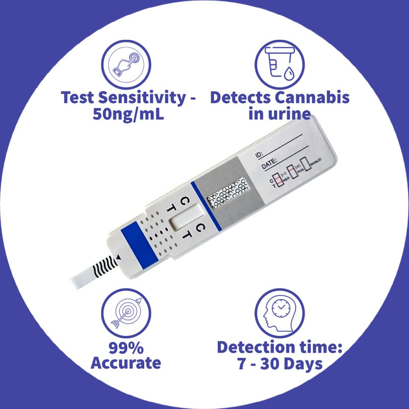 One Step Cannabis Urine Panel Drug Tests, 5 x Rapid Dip Card Testing Kits, 50ng/mL Cut-Off, Detects Marijuana, Hashish, THC, Ideal for Parents, Schools, Hospitals, Workplace - NewNest Australia