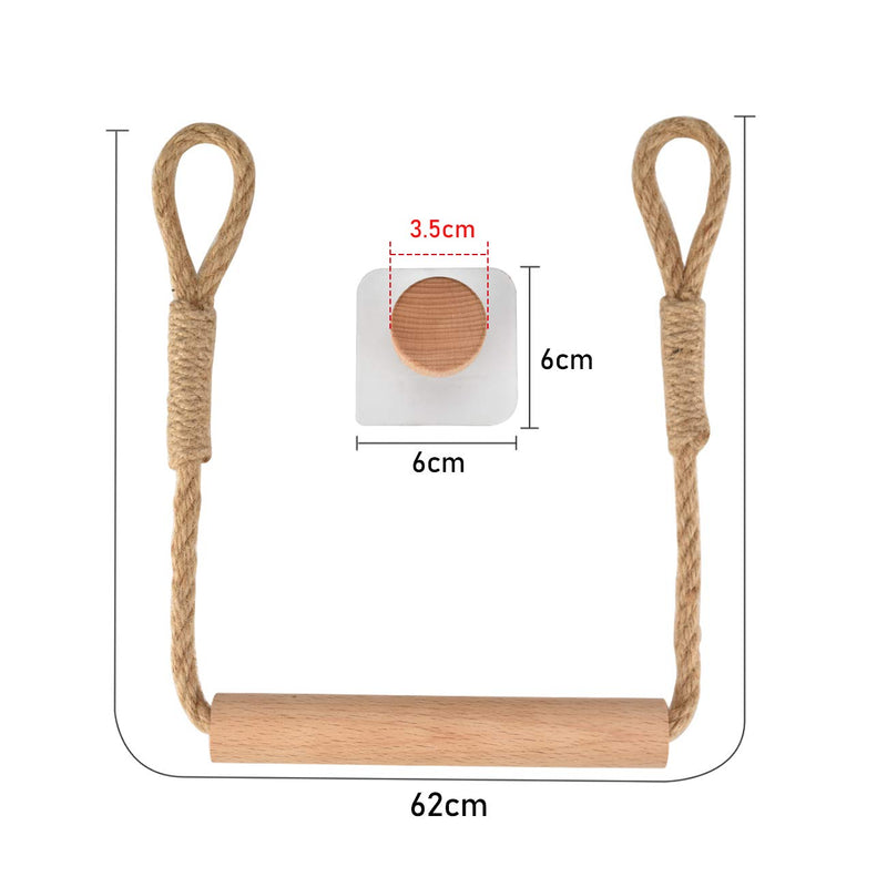 Eluck Home Toilet Roll Holder Creative Wood Roll Holder Country House Toilet Paper Holder Toilet Bathroom Retro Wall Mount Rope 24 Inch Khaki - NewNest Australia