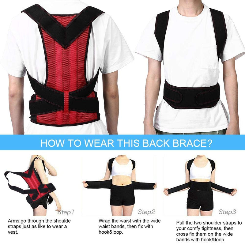 Posture Corrector Hunchback Straightener,Spine Shoulders Back Support,Adjustable and Breathable Back Brace Improves Posture and Back PainRelief (5XL-Red) 5XL Red - NewNest Australia