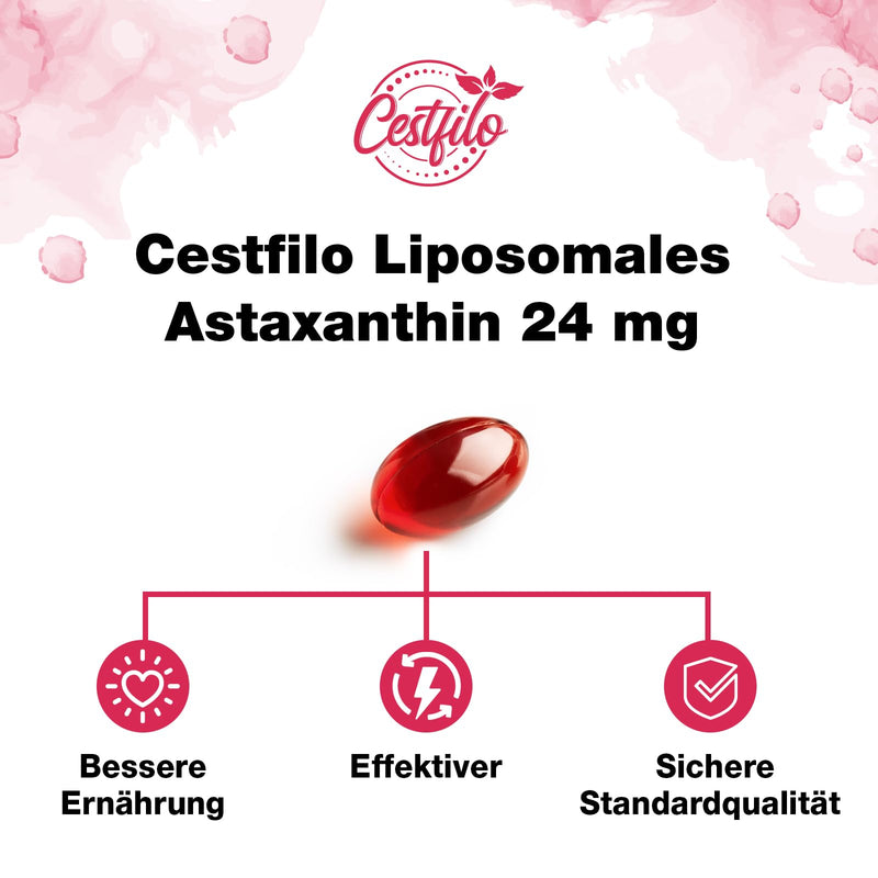 Cestfilo Liposomal Astaxanthin Supplement 24 mg, Maximum Absorption, Natural Antioxidant, Gluten Free, Non-GMO (120 Count (Pack of 2)) 120 Count (Pack of 2) - NewNest Australia