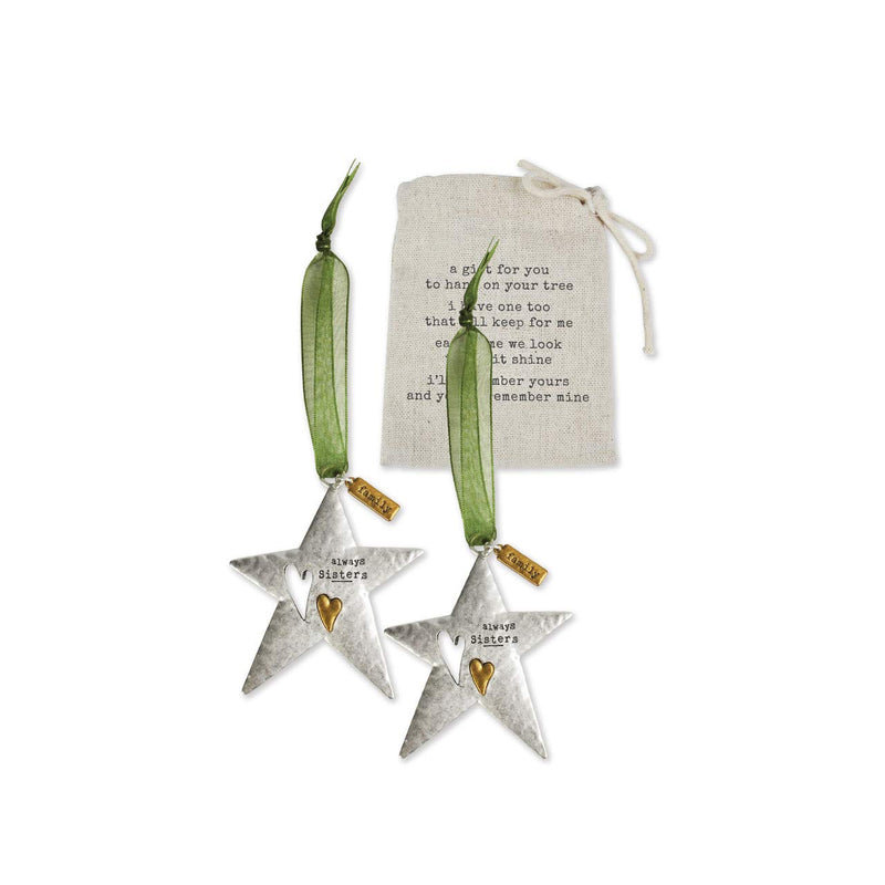 NewNest Australia - DEMDACO Sisters Silver Tone 4 x 2 Metal Holiday One to Keep and Share Ornaments Set 