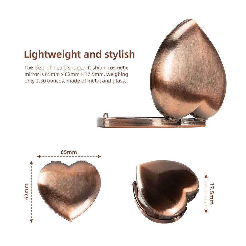 Mini Vintage Heart Elegant Makeup Mirror, Portable 1X/2X Magnifier (Antique Bronze) - NewNest Australia