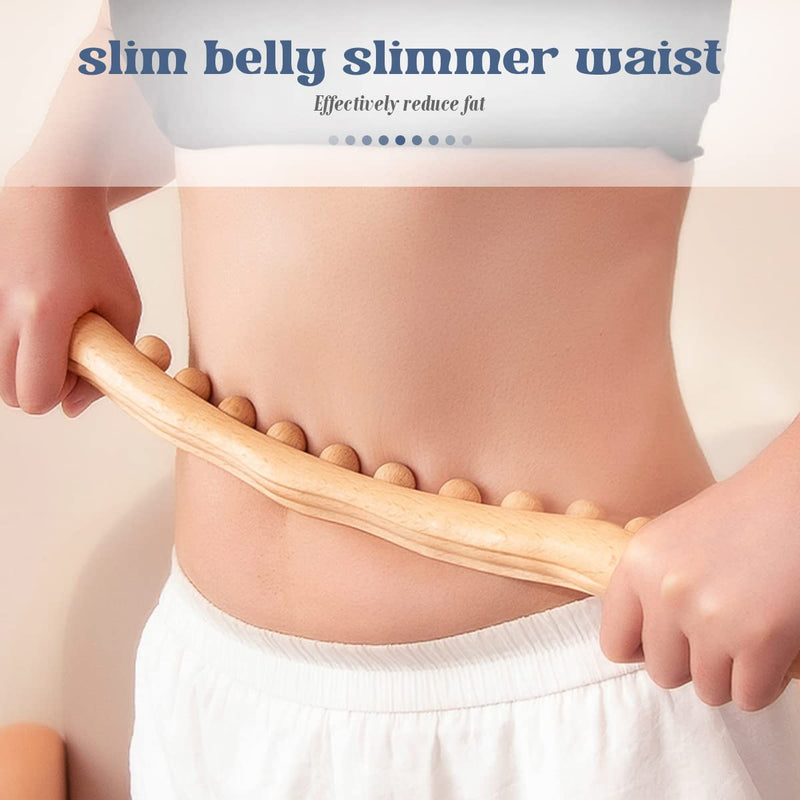 Bounabay Wooden Massage Roller , 60cm Beech Celulitis Wood Massage Tools, Relaxation Relieve Sore Muscles Massager Scraping Stick for Waist Shoulder Back Sculpture 10 Beads - NewNest Australia