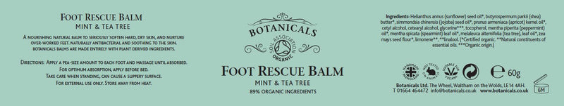 Foot Rescue Balm for Cracked Heels, Very Dry Skin & Athletes Foot Cream Treatment - 100% Natural and Certified Organic, Chemical Free Safe for Diabetics, Mint & Tea Tree (60g) 60 g (Pack of 1) - NewNest Australia