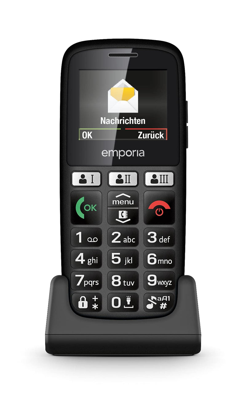 Emporia emporiaHAPPY E30 2G Bar Phone for the Elderly, large 1.8" colour screen, large well spaced buttons, SOS emergency button, Charging cradle included - (Official UK And Ireland Version) - Black - NewNest Australia