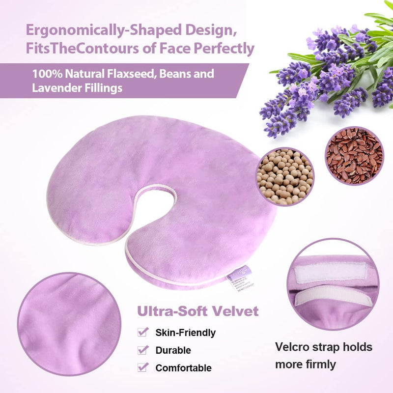 NEWGO Face Heating Mask for Sinus, Microwavable Heating Pad, Warm Cold Compress Sinus Pillow, Natural Reusable Relief for Dry Eyes, Migraines, Headache, Sinus Pressure and Relaxation(Purple) Purple - NewNest Australia