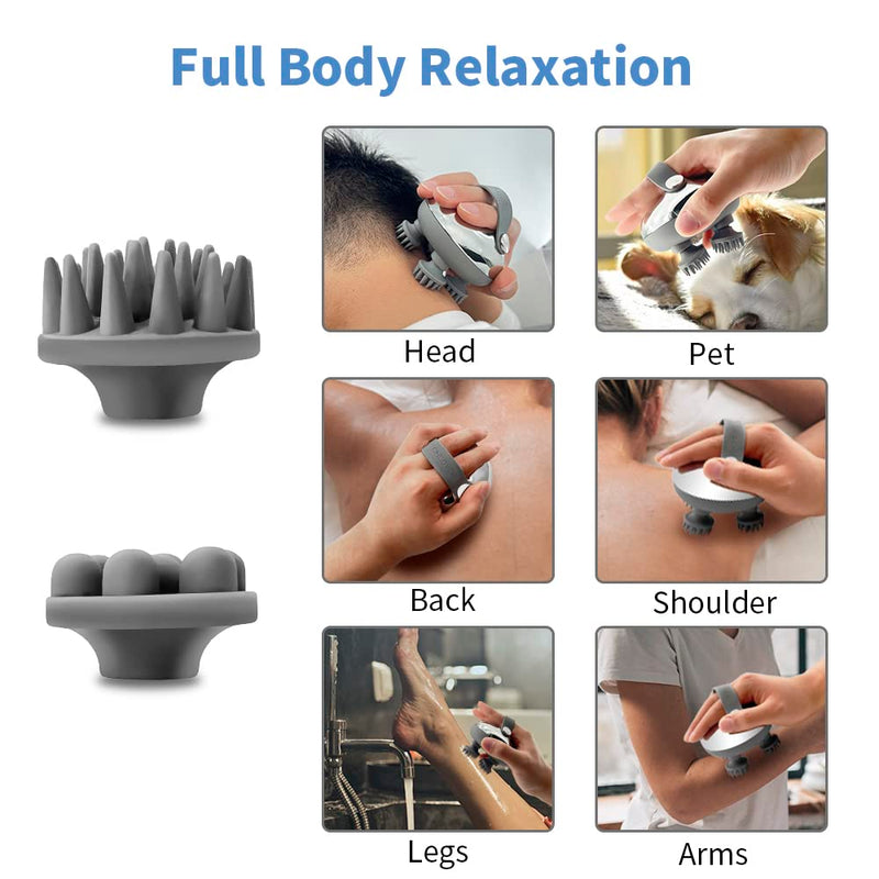 Chlovoe Scalp Massager, Electric Head Massager With 3 Kneading Modes And 4 Replacement Massage Heads, Portable Handheld Ipx7 Waterproof Head Massager For Body Relaxation, Gift - NewNest Australia