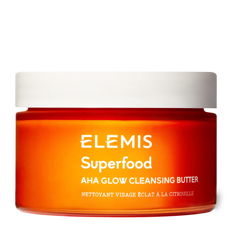 ELEMIS Superfood AHA Glow Cleansing Butter, Sulfate Free Facial Cleanser to Brighten and Nourish, Face Cleansing Balm for a Healthy, Glowing Complexion, Deep Cleaning Butter Balm to Nourish Skin, 90ml - NewNest Australia