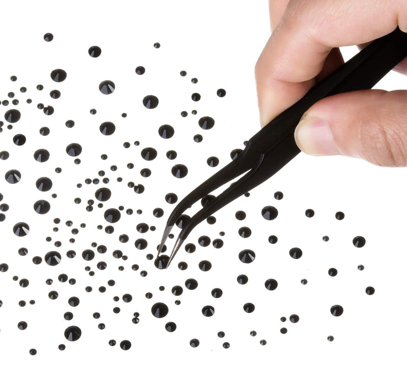4200 Pieces Flat Back Rhinestones for Craft, Round Crystal Gems Stickers for Clothes, 1.5 mm - 4.8 mm, 6 Sizes (Black) Black - NewNest Australia