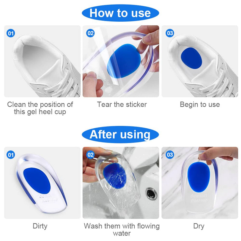 ACWOO heel spur insoles, 2 pairs of heel pads, heel protection for shoes, soft gel insoles for women and men, heel cushion orthopedic for the heel and Achilles tendon (L) 40-45 - NewNest Australia