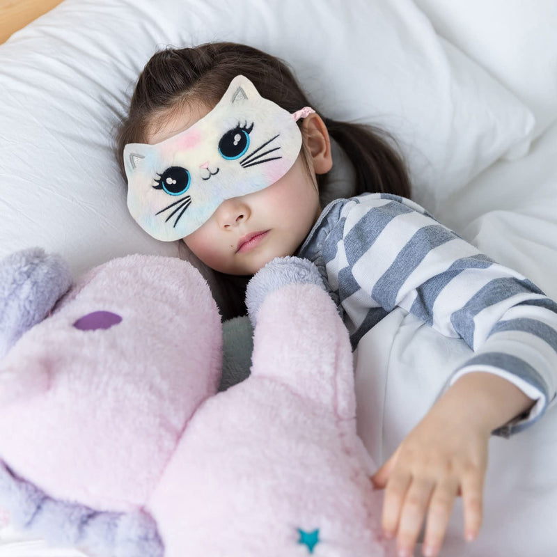 Eye Mask for Sleeping, Cute Cat Animal Soft Fluffy Plush Sleep Mask Novelty Funny Blindfold Breathable Eyeshade Cartoon Eye Cover for Kids Girls and Adult Night Nap Travel Meditation A7DWMRYZ White - NewNest Australia