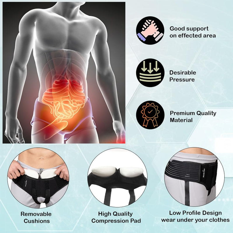 Wonder Care Black Hernia Belt for Men Hernia Truss Brace Large - NewNest Australia