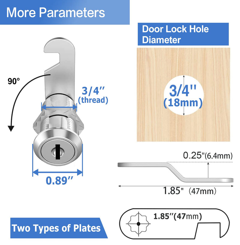 Cam Locks Cabinet Locks Keyed Alike,1-1/8Inch Cylinder Fits on 0.9Inch Max Panel Thickness,Secure Drawer RV Camper Storage,Zinc Alloy(1-1/8Inch 5Pcs) 1-1/8 Inch 5Pcs - NewNest Australia