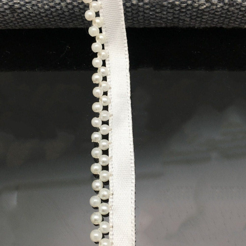 FQTANJU 5 Yards Faux Pearls Lace Ribbon Applique Pearl Fringe for Wedding Party Decoration, Home Deco, Lamp Shade, Costume, Lvory. Style 1 - NewNest Australia