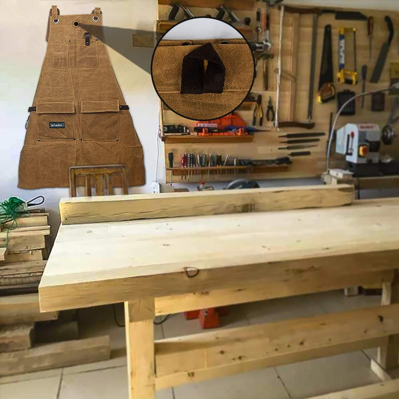 Waxed Canvas Shop Apron for Men & Women.Woodworking Aprons Heavy Duty Work Apron with Pockets. Big Bulk Tool Apron with Adjustable Cross-Back Strap.Adjustable S to XXL (Brown) - NewNest Australia