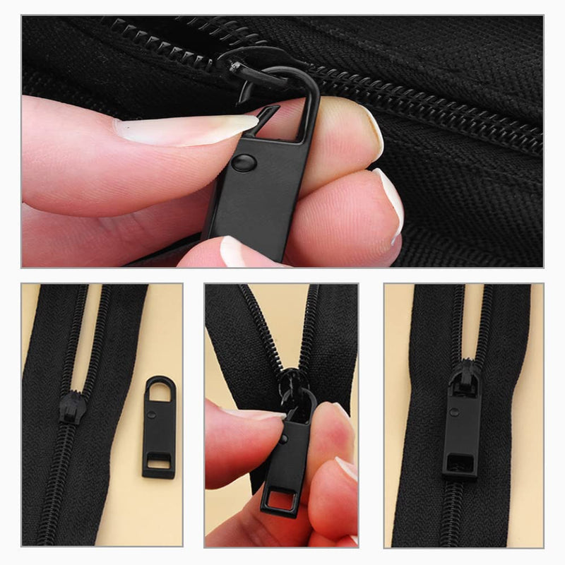 2 Pcs Zipper Pull, Zipper Pulls Replacement, Zipper Gripper, Detachable Universal Zipper Tab Pullers, Zipper Repair Kit for Luggage, Handbags, Jacket, DIY Crafts(Black,37x10x4mm) - NewNest Australia