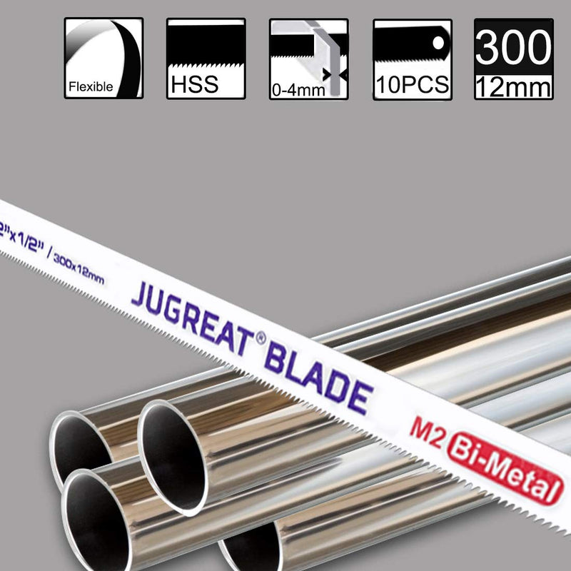 JUGREAT Hacksaw Replacement Blades, Bi-Metal Safe Flex Metal -Cutting Hacksaw Blades, High Speed Steel 12 Inch-24TPI (10 Pack) 12"×24TPI 10PACK - NewNest Australia
