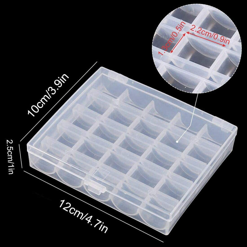 Bobbin Box，Machine Bobbin Organizer Plastic Case，Transparent 25 Slots Empty Bobbins Spools Box，Sewing Craft Plastic Case Storage Box for Sewing Machine (2Pack) 2Pack-50Slots - NewNest Australia