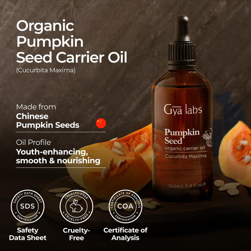 Gya Labs Organic Pumpkin Seed Oil for Hair Growth - 100% Pumpkin Seed Oil Cold Pressed for Skin - Pumpkin Oil for Hair, Skin, Face, Nourishing & Strengthening (100ml) 100 ml (Pack of 1) - NewNest Australia