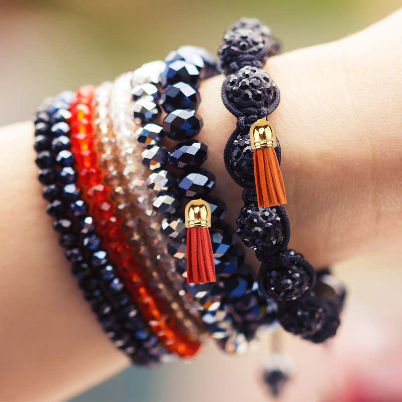 SIQUK 160 Pieces Keychain Tassels Leather Tassel Jewelry Making Tassel Pendants Gold Tassel Charm for Keychain DIY Craft Supplies, 32 Colors (Gold Cap) Gold Cap - NewNest Australia
