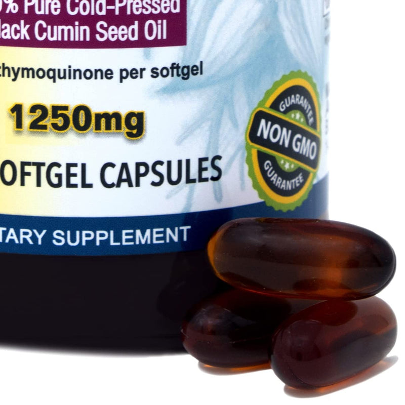 Amazing Herbs Black Seed Oil Pills 1250mg, 100 Softgel Capsules - Cold-Pressed | Non GMO - (Packaging May Vary - New Label Coming Soon) - NewNest Australia