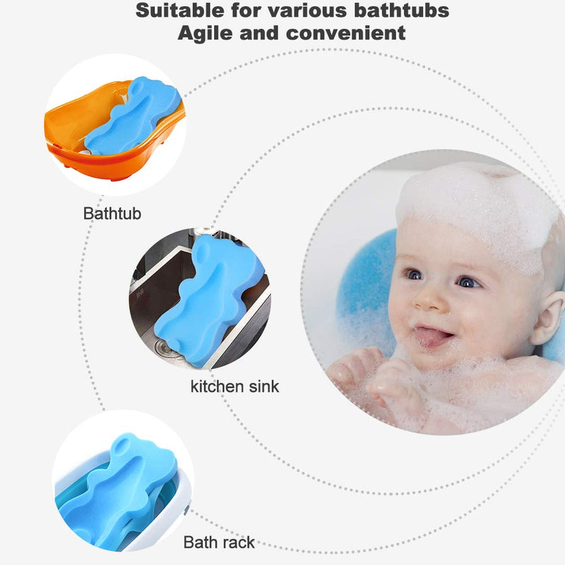 HALLO Soft Infant Bath Sponge Skid Proof Baby Bath Mat Newborn Odor Free (Blue) Blue - NewNest Australia