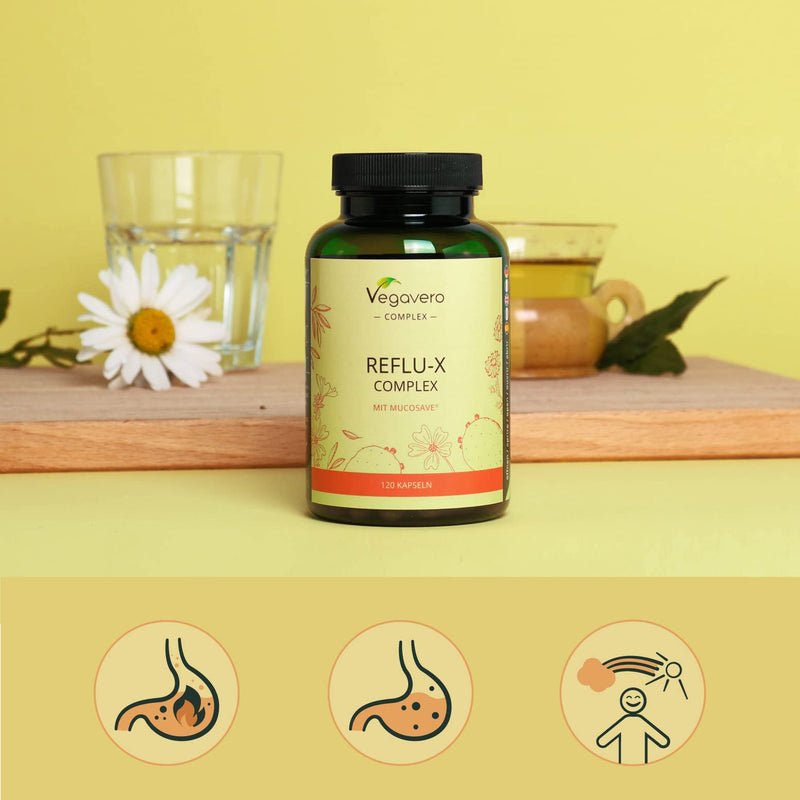 Reflux Complex | Comparison Winner 2023* | 100% Natural | Heartburn | With Mucosave, Olive Leaf Extract, Sodium Alginate & Chamomile | Laboratory Tested | Vegan | German Production By Vegavero - NewNest Australia