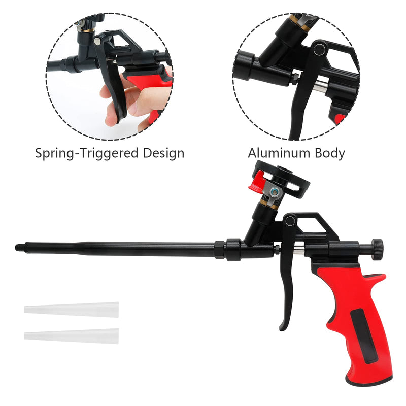 Qjaiune PU Spray Foam Gun Sealant Application Gun, Spray Insulation Expanding Foam Gun Applicator Covered with PTFE, Heavy Duty Dispensing Caulking Gun for Filling Sealing Windows Gap PTFE Coated Style - 1 Pack - NewNest Australia