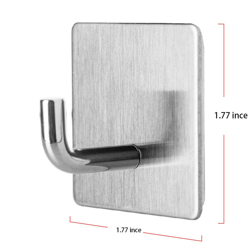 NewNest Australia - Adhesive Hooks, Towel Hook for Bathroom Kitchen Coat Hook Brushed 304 Stainless Steel Power Wall Mount Hooks-4 Pack 4 Hooks 