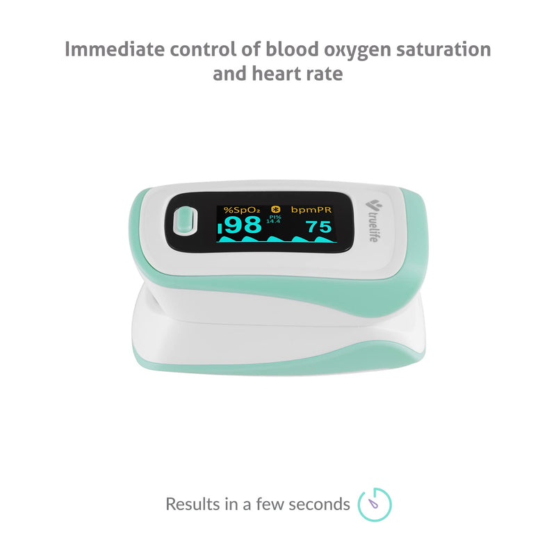 Truelife Oximeter X5 Bluetooth And App, Oxygen Saturation, Heart Rate And Perfusion Index, 6 Display Modes, Audible Signal For Pulse Rate, Belt Bag And Lanyard - NewNest Australia