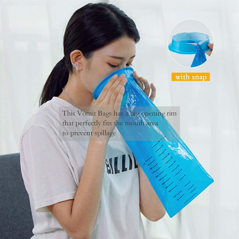Vomit Bags Disposable Barf Bags 10Pack,1000ml Blue High Density Emesis Bags with Snap,Perfect for Morning Sickness,Kids,Pregnant Woman,Car Motion Sickness，Airsick.etc - NewNest Australia