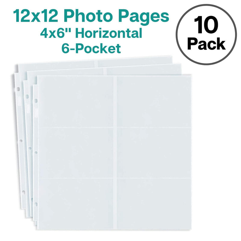 Dunwell Photo Album Refill Pages 12x12 - (4x6 Landscape, 10 Pack) Holds 120 4x6 Photos, 4x6 Photo Sleeves for 3 Ring Binder, D-Ring Scrapbook Album 12x12, Archival Quality Page Protectors 12x12 4x6 Landscape - NewNest Australia