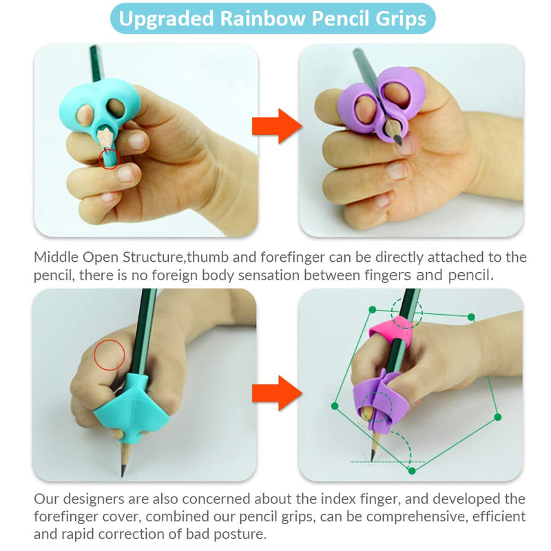 Pencil Grips, Firesara Ergonomic Rainbow Pencil Grips for Kids Handwriting,Pencil Grip Posture Correction Training Writing Aids for Adults Kids Preschoolers Students Special Needs(12PCS) 12pcs rainbow - NewNest Australia
