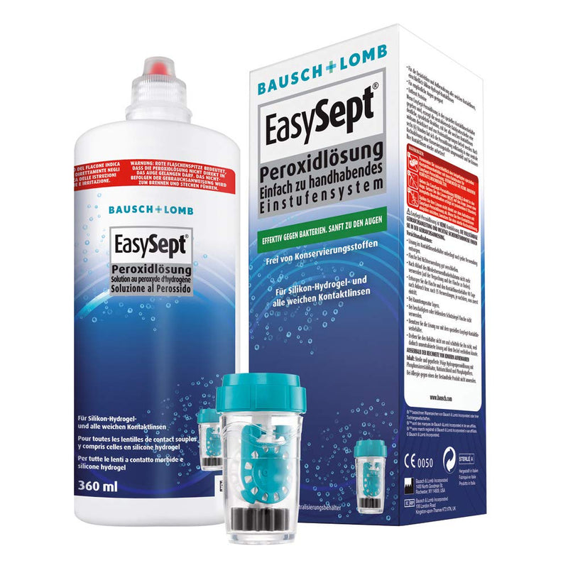 Bausch + Lomb EasySept peroxide solution contact lens cleaner for soft contact lenses, preservative-free, with container, 1 x 360 ml - NewNest Australia