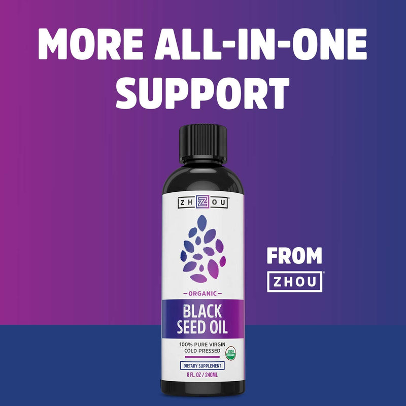Zhou Black Seed Oil | 100% Virgin, Cold Pressed Source of Omega 3 6 9 | Super antioxidant for Immune Support, Joints, Digestion, Hair & Skin | 60 Caps - NewNest Australia