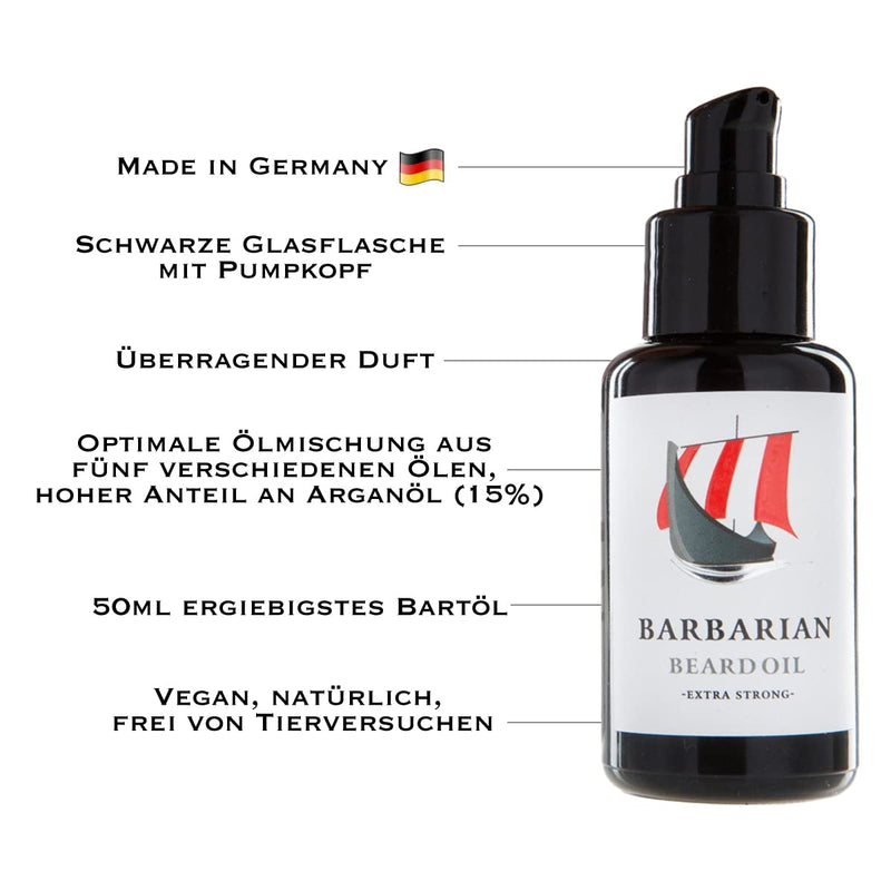 Beard oil beard care made in Germany - Mr. Burton's Barbarian Beard Oil - 50ml natural with argan oil vegan organic 50 ml (pack of 1) - NewNest Australia