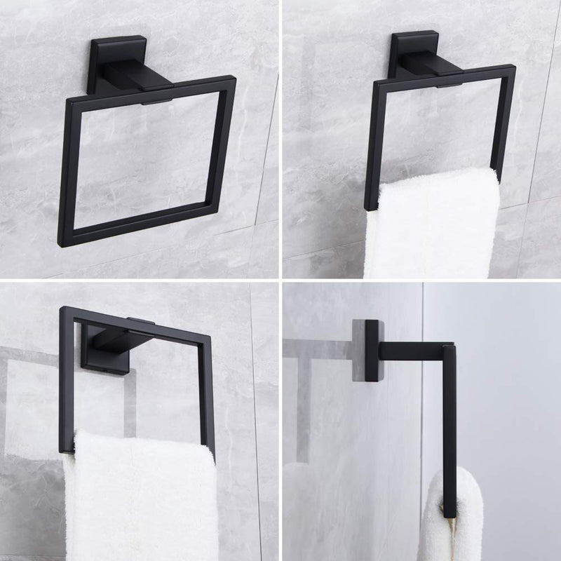 Matte Black Hand Towel Holder for Bathroom SUS 304 Stainless Steel Towel Ring Heavy Duty Hand Towel Racks Wall Mount - NewNest Australia