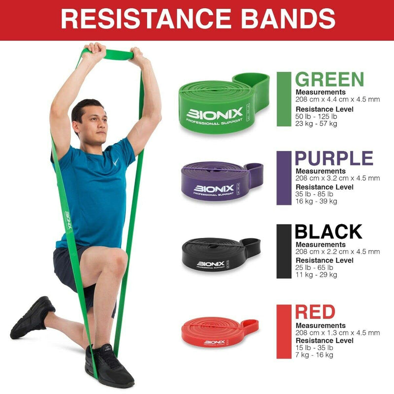 Bionix Pull Up Assistance Bands - Thick, Heavy & Long Latex Exercise Resistance Training Loop Band Set Chin Up Assist, Stretching, Workout, Powerlifting, Yoga Pilates, Legs Glutes Toning - Boost Mobility & Strength For Men and Women Green - NewNest Australia