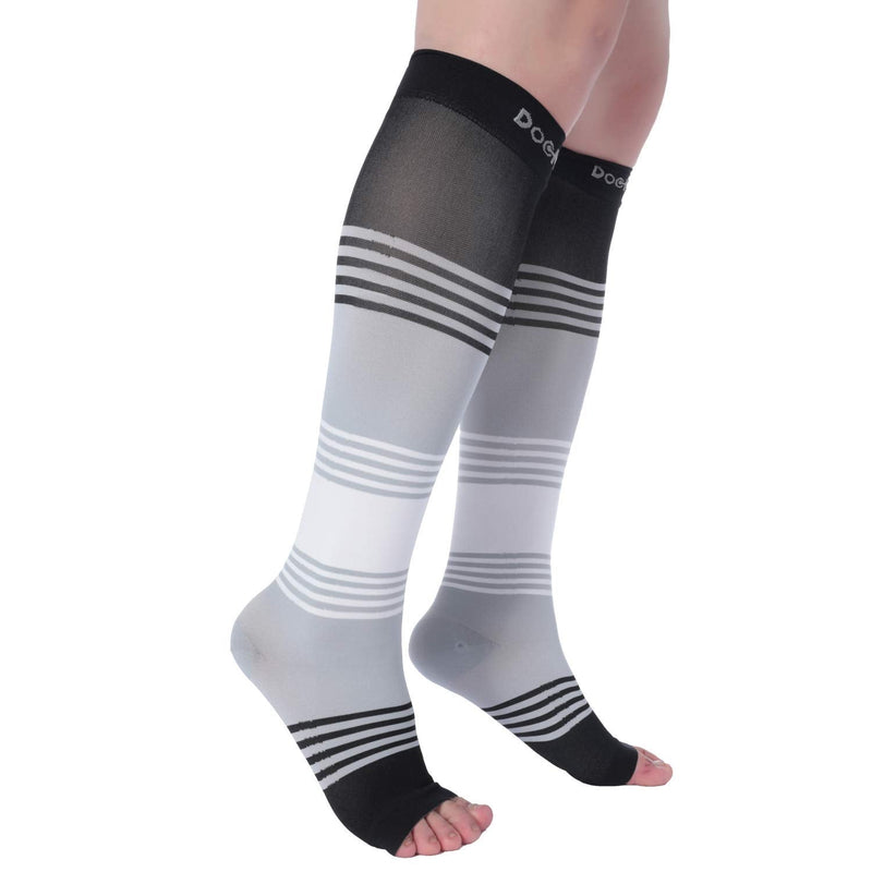 Doc Miller Premium Open Toe Compression Socks Dress Series 1 Pair 20-30mmHg Open Toe Blackgraywhite Small - NewNest Australia
