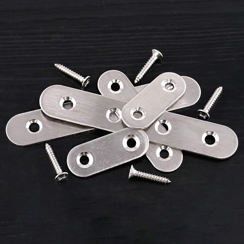 115Pcs 3 Sizes Stainless Steel Flat Straight Brace Brackets Metal Shelf Support Brackets Joining Plate with Screws Perfect for Mending Repair Plates Fixing Bracket Connector - 50mm/ 80mm/ 100mm - NewNest Australia