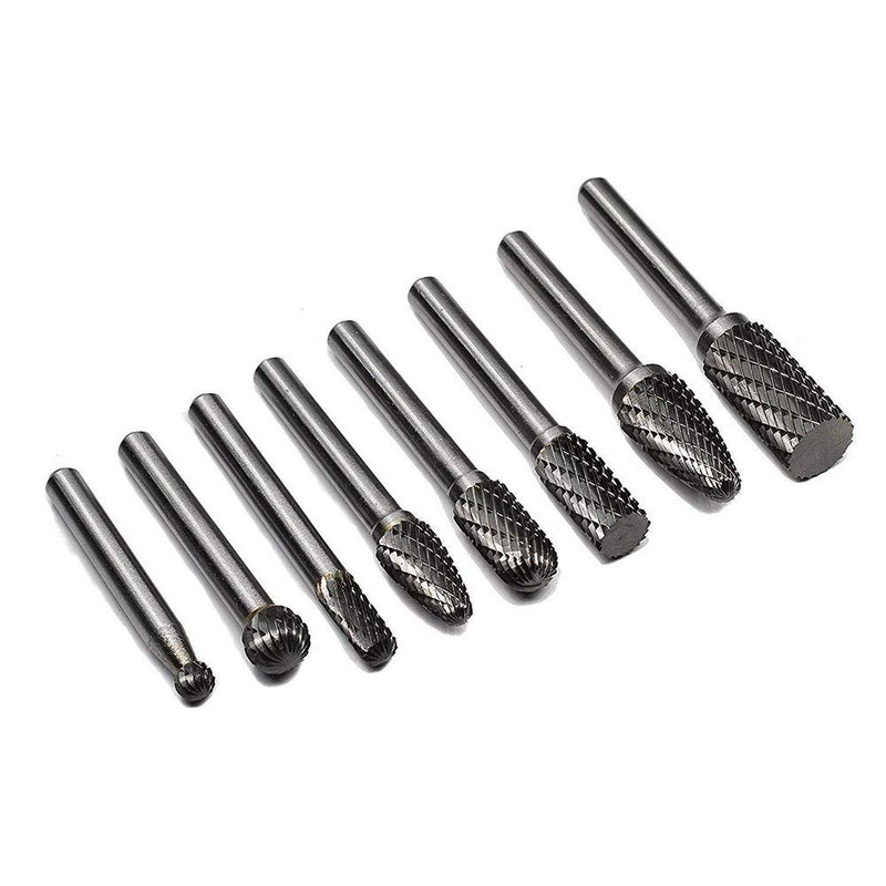 Carbide Burrs Set JESTUOUS 1/4 Inch Shank Diameter Double Cut Edge Rotary File Metal Grinding Polishing Carving Tool Drill Bits for Die Grinder Kits,8pcs - NewNest Australia