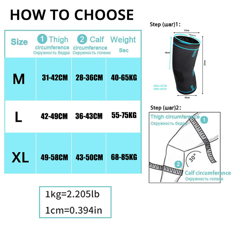 Milaiun Knee Brace Set Of 2, Knee Support Men And Women, Knee Wraps With Non-Slip Silicone Strips & Breathable For Arthritis, Meniscus, Volleyball, Sports, Acl (L, Blue) - NewNest Australia