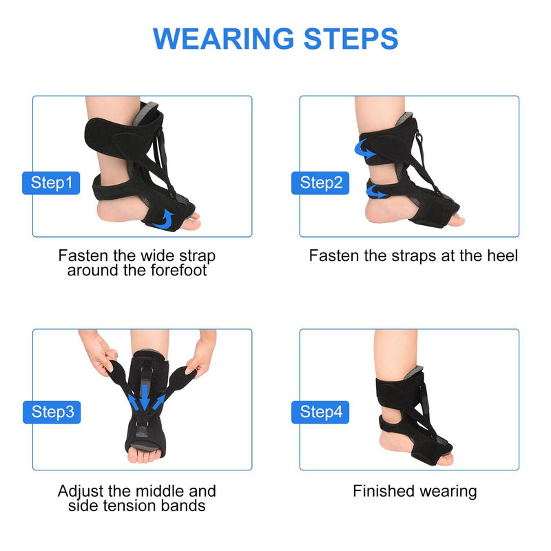 supregear Plantar Fasciitis Night Splint Set, Adjustable 3 Straps Foot Splint Support Ankle Brace with Massage Ball and Arch Supports for Plantar Fasciitis Flat Feet Achilles Tendonitis, Black - NewNest Australia