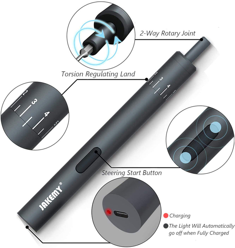 Electric Screwdriver, Jakemy Adjustable 8 Torque USB Type-C Rechargeable Multi-Function Magnetic Precision Power Screwdriver Set Repair Tool Kit with 40 Bits for iPhone, Watch, Smartphone Y02-JM - NewNest Australia