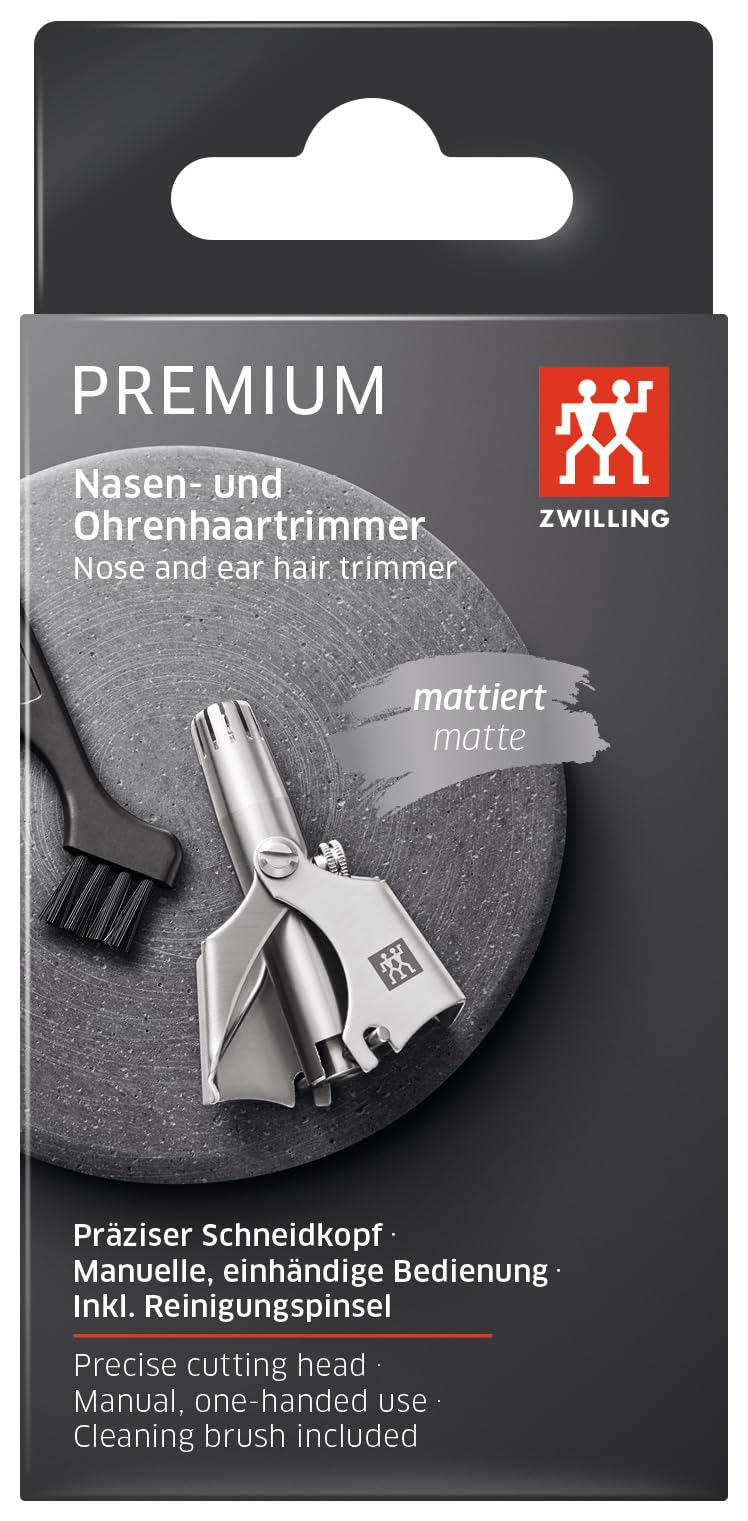 ZWILLING nose hair and ear hair trimmer, rotary cutter, men, stainless steel, matt finish, 50 mm matt stainless steel - NewNest Australia