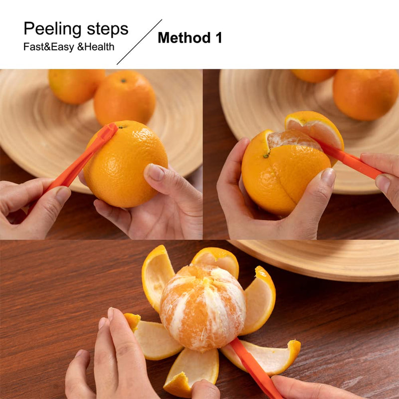 Soft Home Premium Plastic Orange Peeler Lemon Citrus Peel Cutter Vegetable Slicer Fruit Tools (Long Handle Type Green 2 Pack; Mouse Type orange 1 Pack) - NewNest Australia