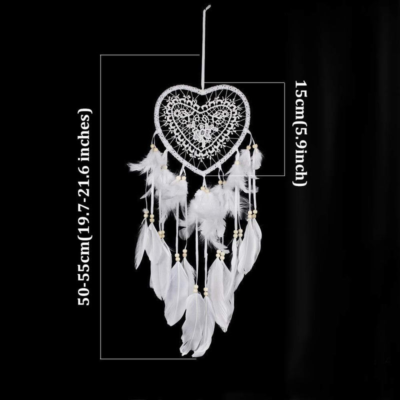 NewNest Australia - WESTONETEK Handmade Heart Shape Feather Dream Catcher Traditional Dreamcatcher Wall Hanging Decoration Ornaments, White 