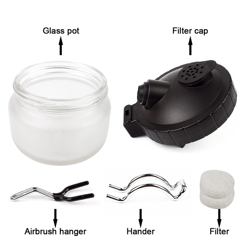 SAGUD Airbrush Cleaning Pot Strong Glass Bottles Kit with Airbrush Holder Station - NewNest Australia